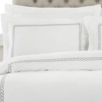 Riva Paoletti 5-Star Hotel Quality Luxury Cleopatra Pillowcase - Plain White - Pure Soft Cotton - Silver Embroidery - Oxford Border - Machine Washable - 48 x 74cm (19" x 29" inches)