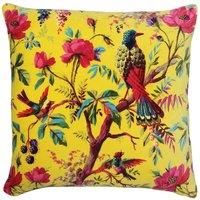 Paoletti Paradise Velvet Filled Cushion, Yellow