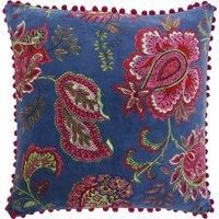 Paoletti Malisa Blue Floral Velvet Cushion Blue