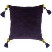 Paoletti Poonam Damson Velvet Cushion Damson (Purple)