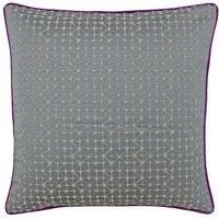 Riva Paoletti Pimlico Polyester Filled Cushion - Silver Grey - Geometric Diamond Design - Jacquard Weave - Contrasting Magenta Piped Edges - 65% Polyester 35% Viscose - 45 x 45cm (18" x 18" inches)