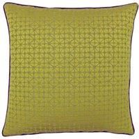 Riva Paoletti Pimlico Polyester Filled Cushion - Gold Yellow - Geometric Diamond Design - Jacquard Weave - Contrasting Purple Piped Edges - 65% Polyester 35% Viscose - 45 x 45cm (18" x 18" inches)