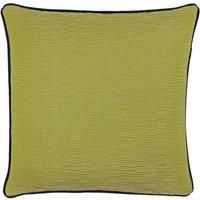 Riva Paoletti Putney Polyester Filled Cushion - Citrine Yellow - Reversible Geometric Striped Design - Jacquard Weave - Contrasting Navy Piped Edges - 100% Polyester - 45 x 45cm (18" x 18" inches)