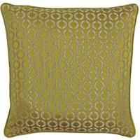 Riva Paoletti Piccadilly Polyester Filled Cushion - Gold and Silver Geometric Circle Front - Purple Geometric Reverse - Jacquard Weave - Piped Edges - 100% Polyester - 50 x 50cm (20" x 20" inches)