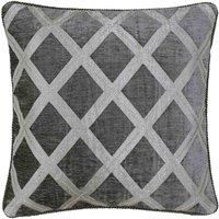Riva Paoletti Hermes Filled Cushion-graphite Grey-chenille Fabric-reversible Geometric Diamond Design-soutache Braid Edges-100% Polyester-45 X 45cm (18" X 18" Inches), Polyester, Oyster, 45 X 45cm