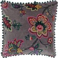 Paoletti Palampur Floral Velvet Cushion Mink