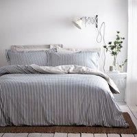 The Linen Yard Hebden Super King Duvet Cover Set Cotton Navy / Grey