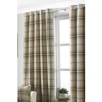 Paoletti Curtains "Aviemore" Checked Tartan Wool Style Rustic PAIR Ochre 66"x54"