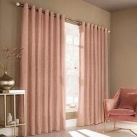 Furn Himalaya Ringtop Eyelet Curtains (Pair), 168cm X 229cm, Blush Pink