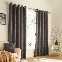 Checked Eyelet Curtains Ellis Faux Wool Ready Made Ring Top Curtain Pairs