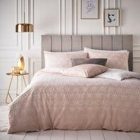 Furn Tessellate Duvet Cover Set, Cotton, Blush Pink/Gold, King