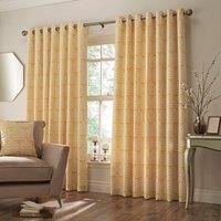 Paoletti Contemporary Horto Ringtop Eyelet Curtains, Ochre, 168 x 229cm