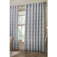 Paoletti Contemporary Horto Ringtop Eyelet Curtains, Blue, 168 x 229cm