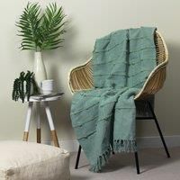 Furn Motti Knitted Tuft Cotton Rich Tasselled Throw