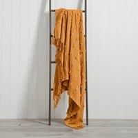 New Furn Motti Woven Tufted Stripe Ochre Throw 130x180cm RRP £36
