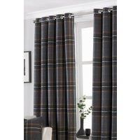 Tartan Eyelet Curtains Aviemore Check Faux Wool Ready Made Ringtop Curtain Pairs