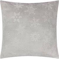 furn. Snowflakes Polyester Filled Cushion – Soft Faux Fur Festive Double-Sided Winter Snowflake Motif Decorative Pillow (Grey - 50x50cm)