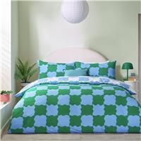 Heya Home Checkerboard Blue & Green Bedding Set - Double