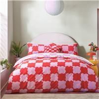 Heya Home Checkerboard Pink & Red Bedding Set - King size