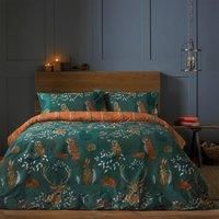 Furn. Forest Fauna King Duvet Cover Set Cotton Polyester Emerald