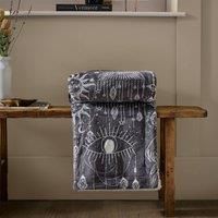 furn. Constellation Throw – Celestial Galaxy Stars & Moon Sherpa Fleece Blanket (Charcoal/Cream - 130x180cm)