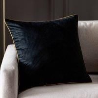 furn. Meridian Polyester Filled Cushion – Luxury Contrast Piped Velvet Decorative Pillow (Black/Gold - 45x45cm)