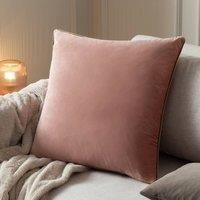 furn. Meridian Polyester Filled Cushion – Luxury Contrast Piped Velvet Decorative Pillow (Blush/Gold - 45x45cm)