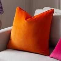 furn. Meridian Polyester Filled Cushion – Luxury Contrast Piped Velvet Decorative Pillow (Clementine/Hot Pink - 45x45cm)