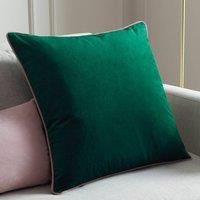 furn. Meridian Polyester Filled Cushion – Luxury Contrast Piped Velvet Decorative Pillow (Emerald/Blush - 45x45cm)