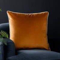 furn. Meridian Polyester Filled Cushion – Luxury Contrast Piped Velvet Decorative Pillow (Ginger/Ecru - 45x45cm)