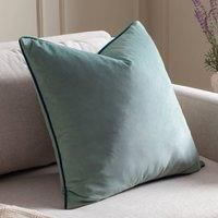 furn. Meridian Polyester Filled Cushion – Luxury Contrast Piped Velvet Decorative Pillow (Mineral/Teal - 45x45cm)