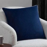 furn. Meridian Polyester Filled Cushion – Luxury Contrast Piped Velvet Decorative Pillow (Navy/Silver - 45x45cm)