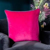 furn. Meridian Polyester Filled Cushion – Luxury Contrast Piped Velvet Decorative Pillow (Raspberry/Teal - 45x45cm)