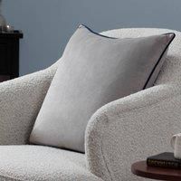 furn. Meridian Polyester Filled Cushion – Luxury Contrast Piped Velvet Decorative Pillow (Silver/Navy - 45x45cm)