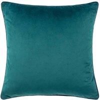 furn. Meridian Polyester Filled Cushion – Luxury Contrast Piped Velvet Decorative Pillow (Teal/Navy - 45x45cm)
