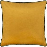 furn. Meridian Polyester Filled Cushion – Luxury Contrast Piped Velvet Decorative Pillow (Ochre/Teal - 45x45cm)