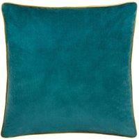 furn. Meridian Polyester Filled Cushion – Luxury Contrast Piped Velvet Decorative Pillow (Teal/Ochre - 45x45cm)