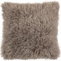 furn. Rowan Polyester Filled Cushion – Soft Faux Fur Mongolian Style Decorative Cushion with Velvet Reverse (Mocha - 50x50cm)