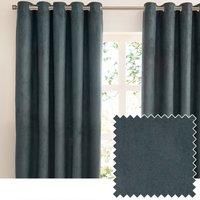 furn. Verso Blackout Eyelet Curtain Pair – Reversible Ring Top Light Blocking Suede Drapes (Petrol - 117x183cm)