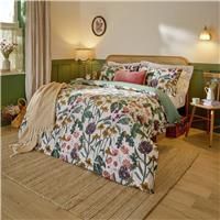 Wylder Florapedia Duvet Cover Set – Autumn Country Floral Cotton Blend Bedding (Oatmeal - Double)