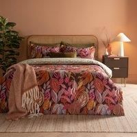furn. Utopia Duvet Cover Set – Reversible Geometric Tropical Leaf Cotton Blend Bedding Set (Copper Glow - King)