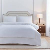 Paoletti Elara Duvet Cover Set – Luxury 200 Thread Count Cotton Embroidered Border Bedding Set (Champagne - Double)