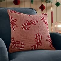 furn. Candy Canes Polyester Filled Cushion – Tufted Festive Christmas Decorative Pillow with Textured Motif and Smooth Reverse (Pink/Red - 45x45cm)