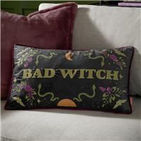 furn. Good Witch Polyester Filled Cushion – Reversible Halloween Embroidered Velvet Decorative Pillow with Metallic Thread (Angel White - 30x50cm)