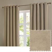 furn. The Ultimate Velvet Eyelet Curtain Pair – Soft Stylish Room Darkening Matte Velvet Drapes (Mocha - 117x137cm)