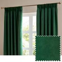 furn. The Ultimate Velvet Pencil Pleat Curtain Pair – Soft Stylish Room Darkening Matte Velvet Drapes (Emerald - 117x137cm)