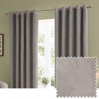furn. The Ultimate Velvet Eyelet Curtain Pair – Soft Stylish Room Darkening Matte Velvet Drapes (Silver - 168x229cm)