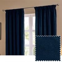 furn. The Ultimate Velvet Polyester Room Darkening Pencil Pleat Curtain Panel Pair Blue 229cm Width x 183cm Drop