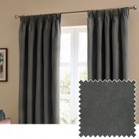 furn. The Ultimate Velvet Polyester Room Darkening Pencil Pleat Curtain Panel Pair Grey 229cm Width x 229cm Drop