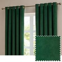 furn. The Ultimate Velvet Blackout Eyelet Curtain Pair – Soft Stylish Light Blocking Thermal Matte Velvet Drapes (Emerald - 168x183cm)